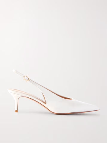 Robbie 55 polished-leather slingback pumps