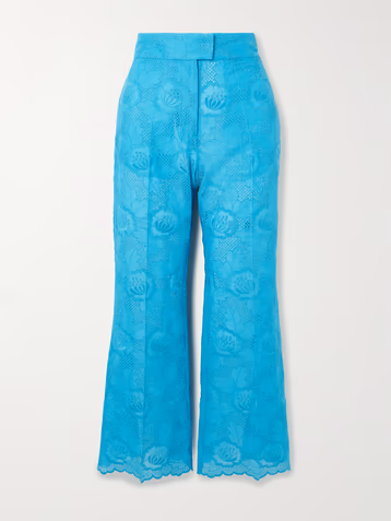 Broderie anglaise cotton bootcut pants