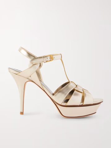Tribute woven metallic leather platform sandals